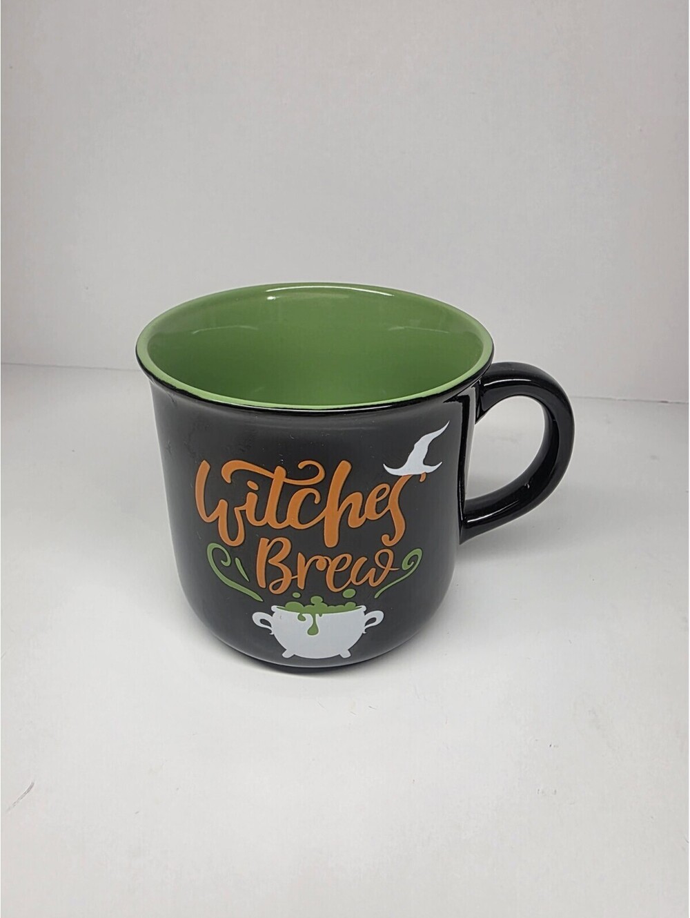 Halloween Witches Brew Cauldron Black & Green Interior Coffee Mug Cup 14 Oz.